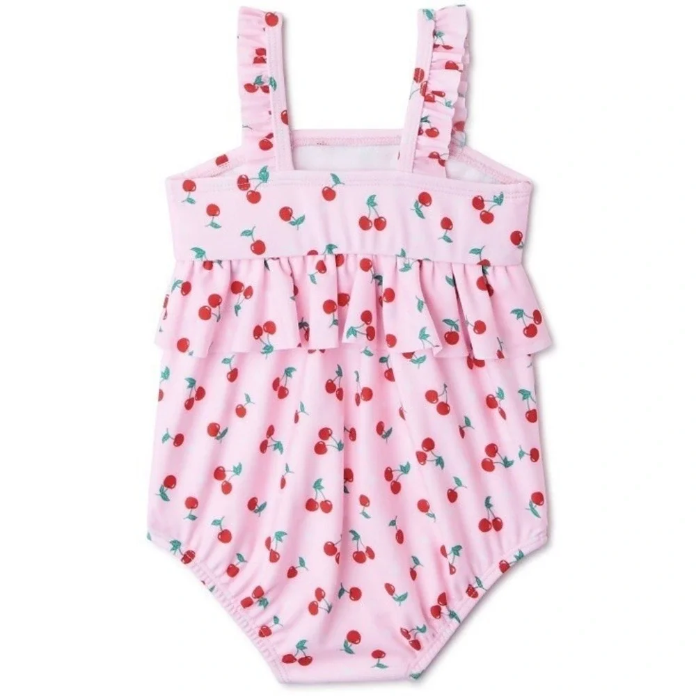 Wonder Nation Baby Girl Cherry One Piece Swimsuit 0-3 Months New with Tags Pink
